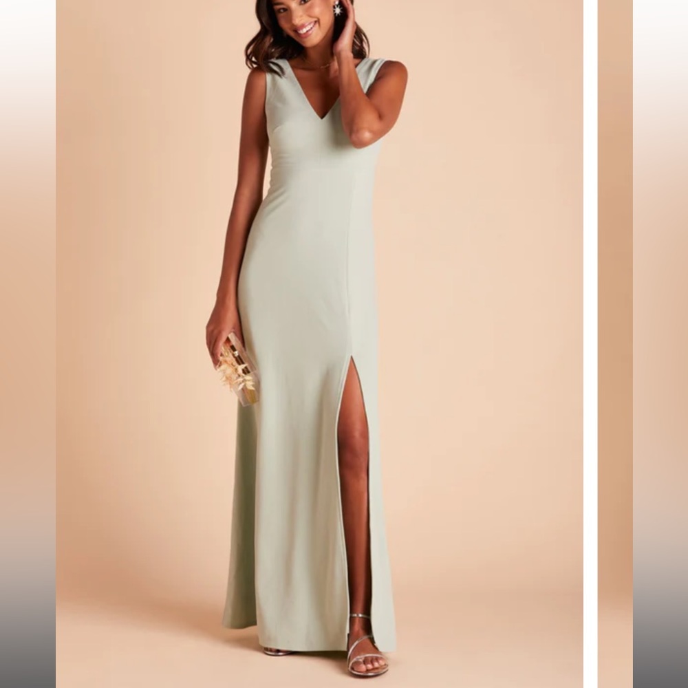 Light sage floor length gown